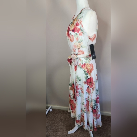R&K Wedding guest Peach Floral Shift Maxi Dress Sleeveless Size 4💕 - Picture 6 of 10
